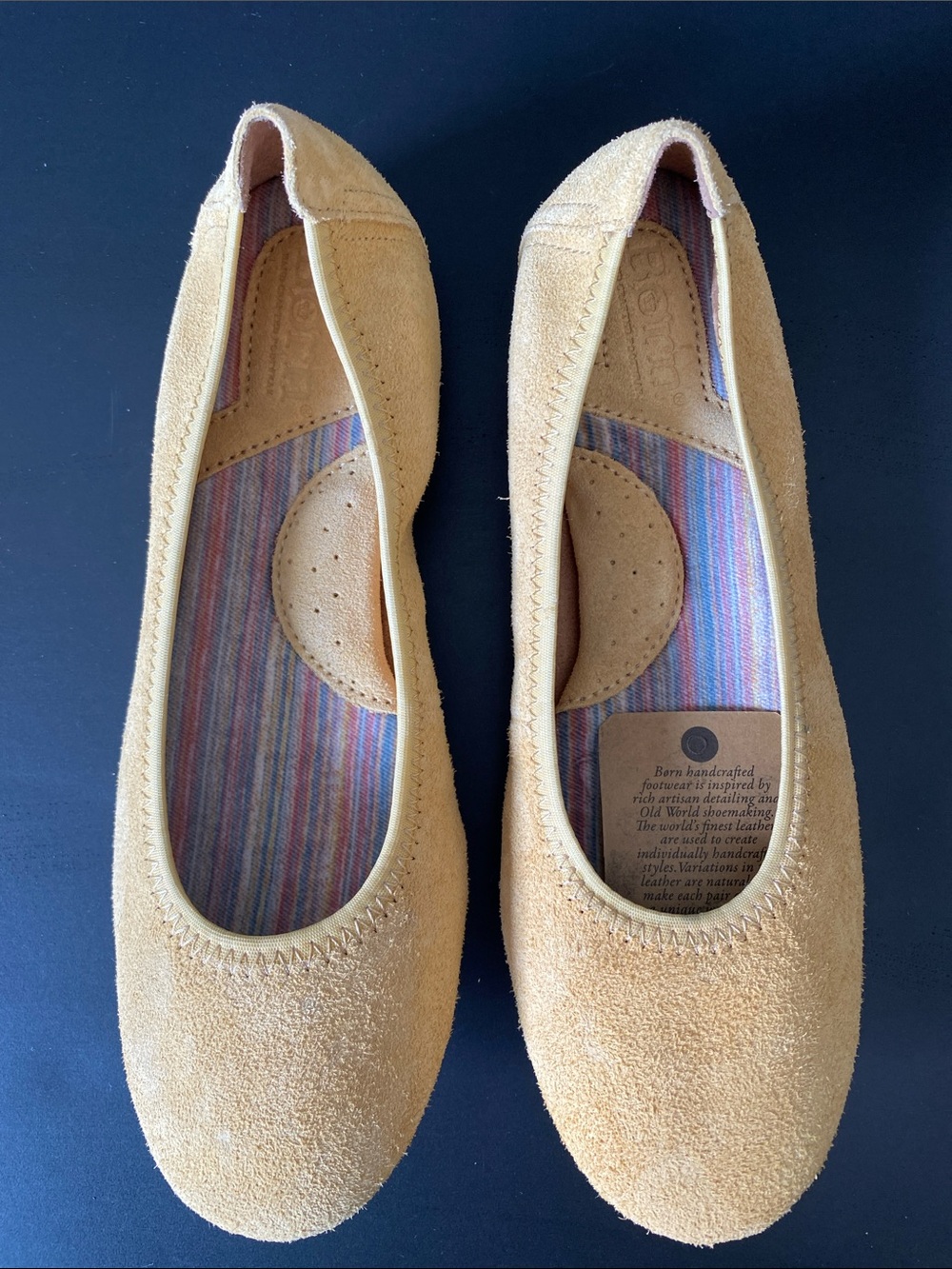 Born Suede Leather Ballet Flats Yellow Mustard Size 6.5